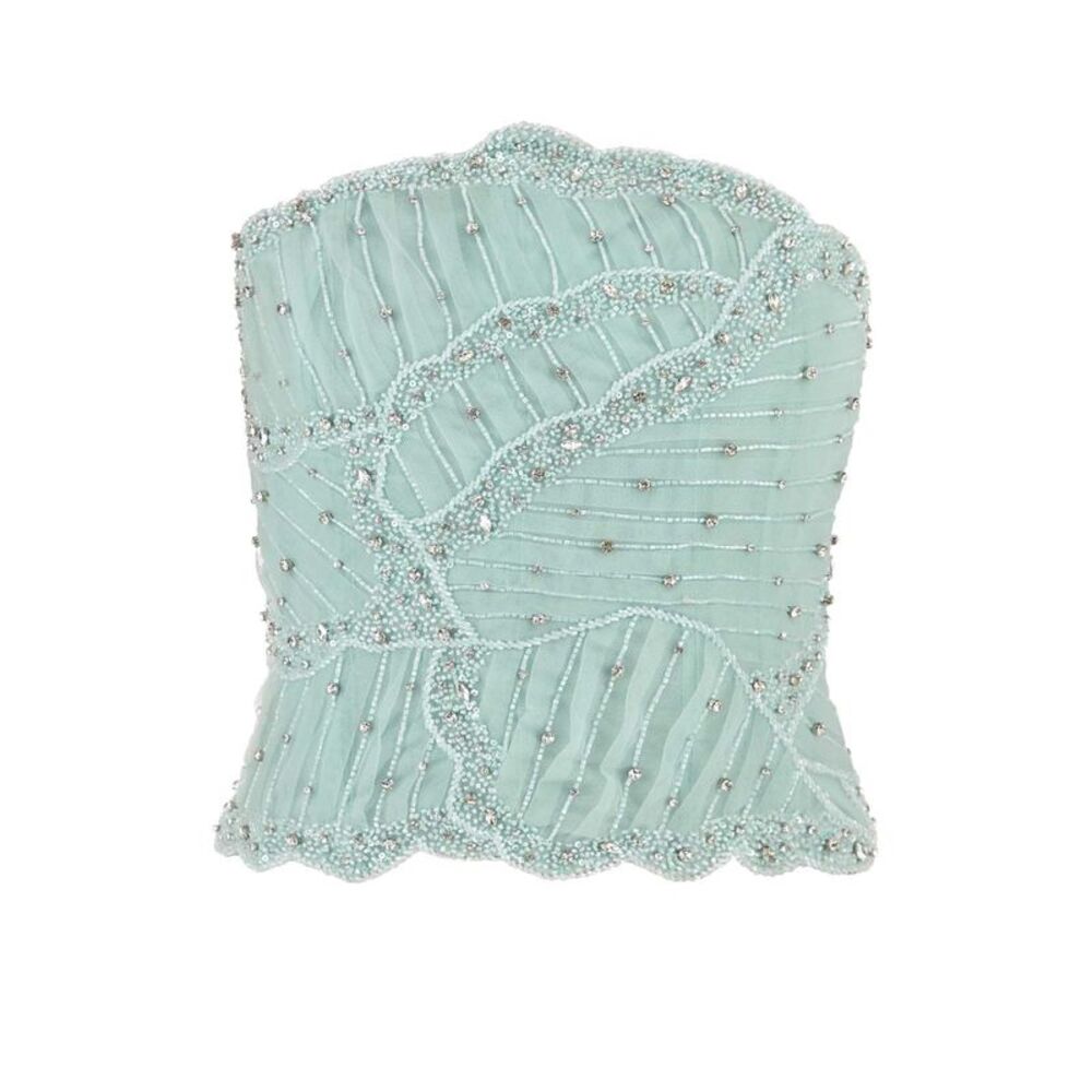Costarellos Women Light-Blue Tulle Fiori Bodice